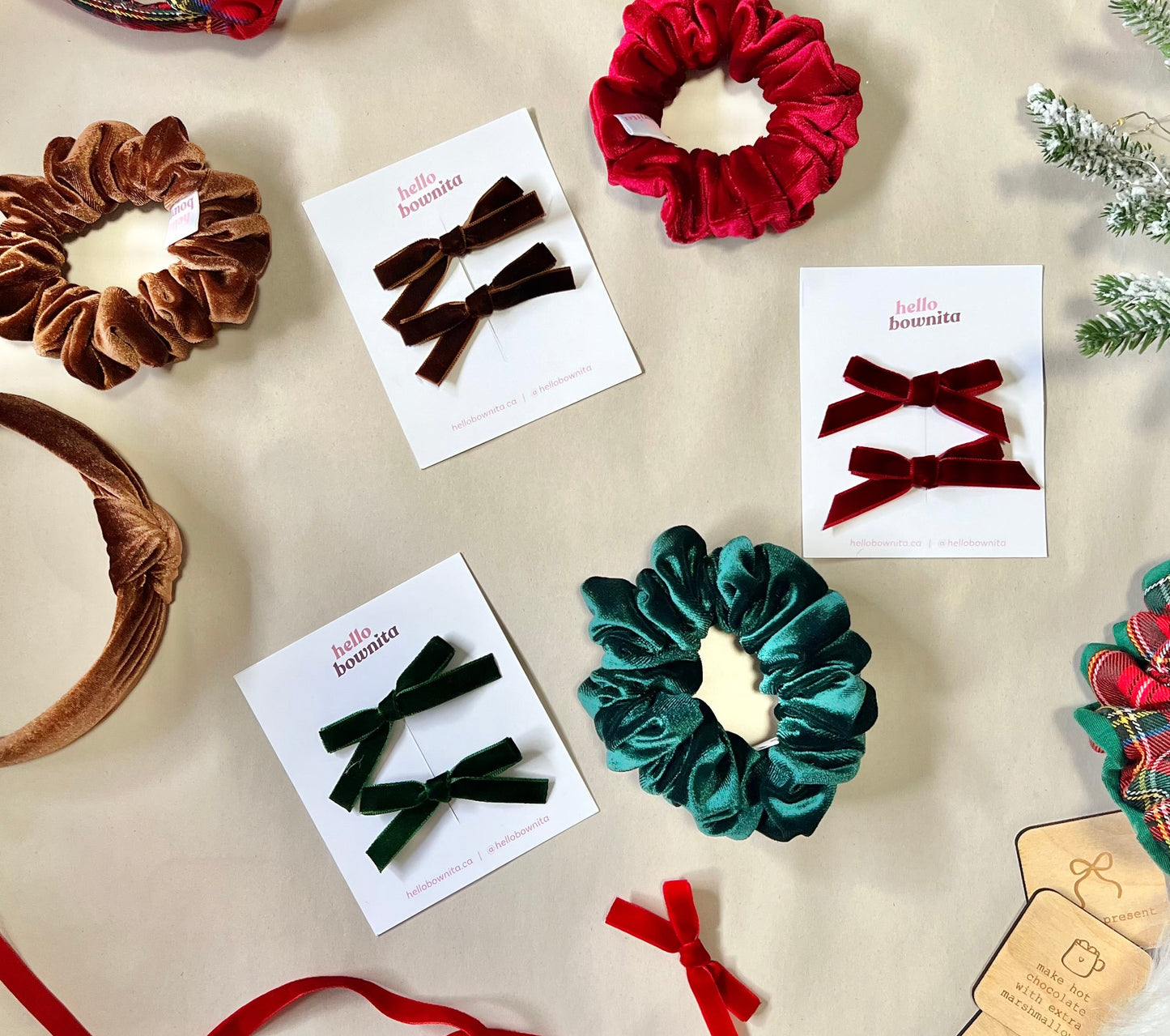 Bright Red Velvet Ribbon Pigtail Set | My First Bow Collection