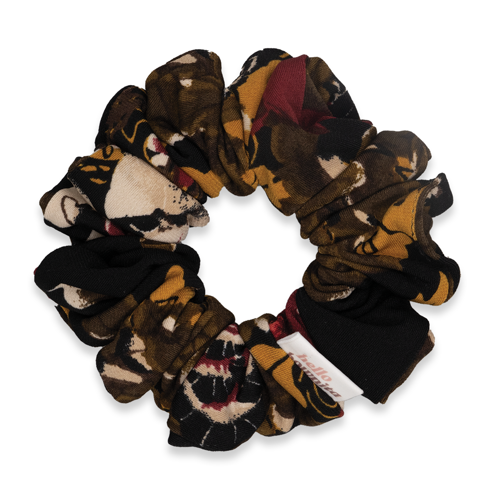 Dark Floral Scrunchie