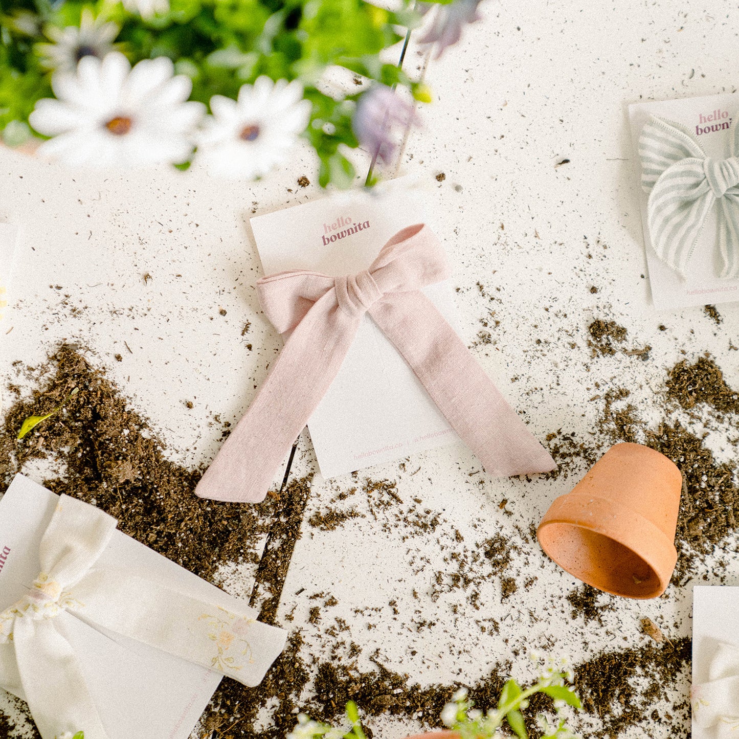 Dusty Pink Linen Bow | Mommy & Me Collection