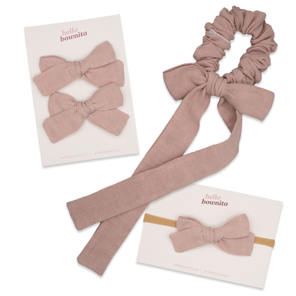 Dusty Pink Linen Scrunchie | Mommy & Me Collection