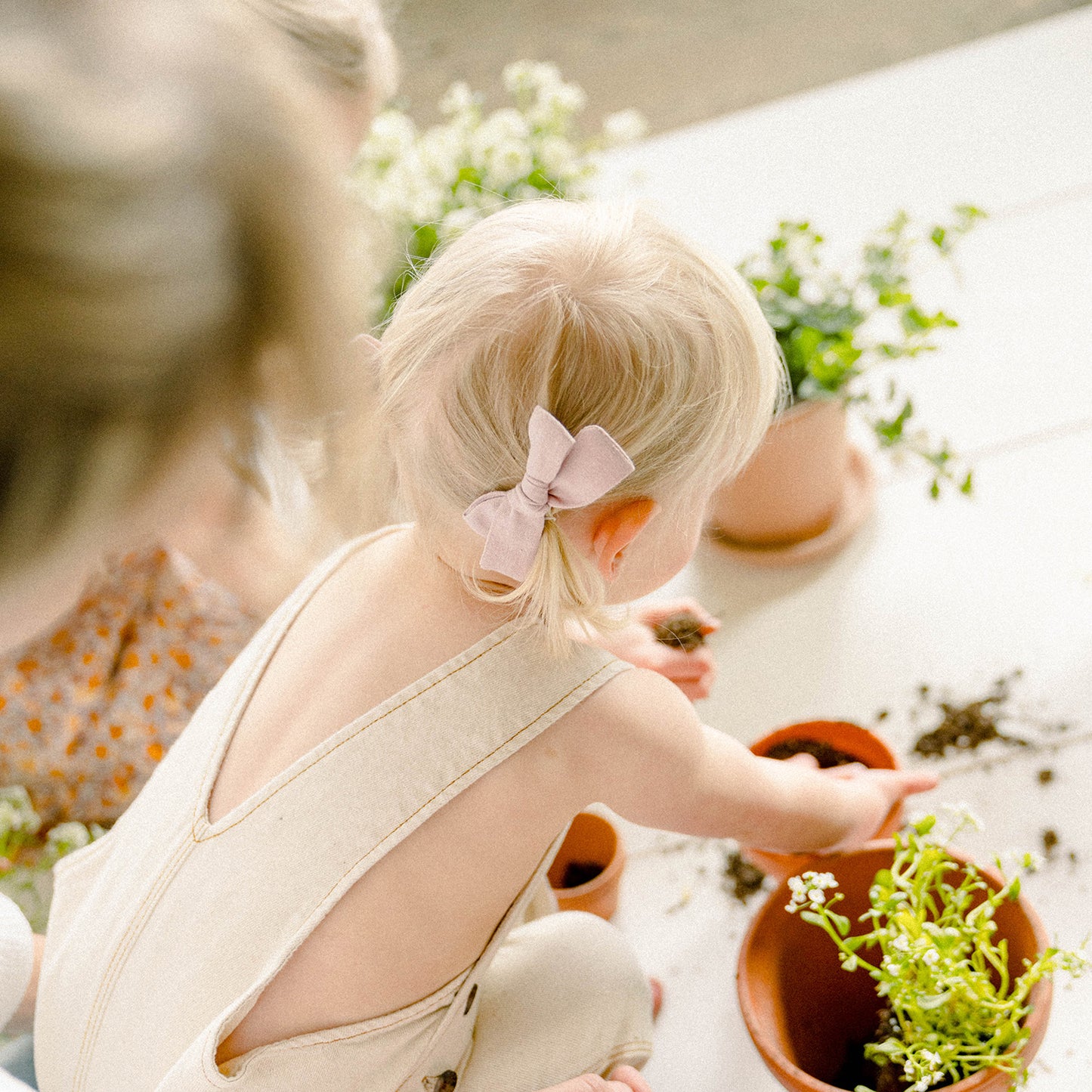 Dusty Pink Linen Bow | Mommy & Me Collection