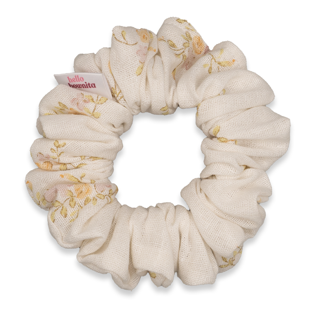White Floral Linen Scrunchie | Mommy & Me Collection