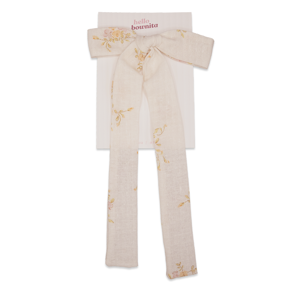 White Floral Linen Bow | Mommy & Me Collection