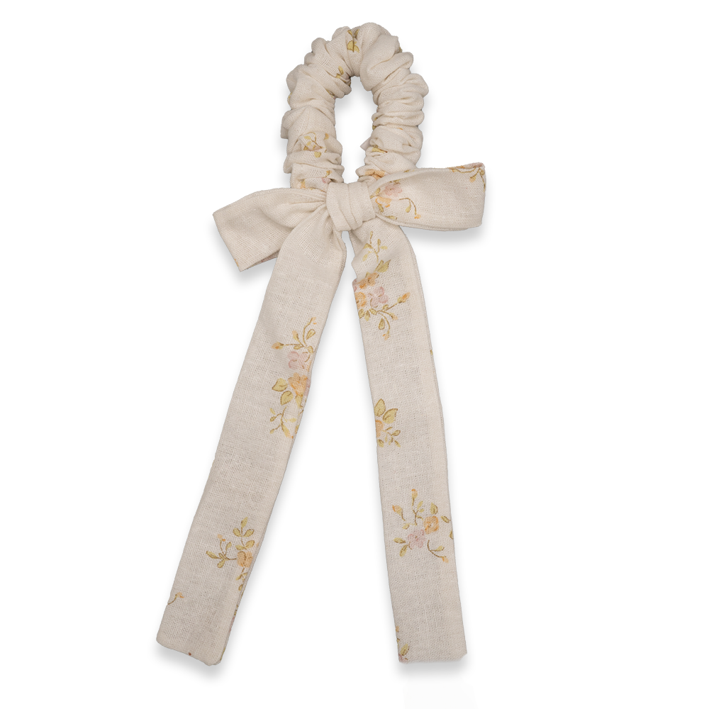 White Floral Linen Scrunchie | Mommy & Me Collection