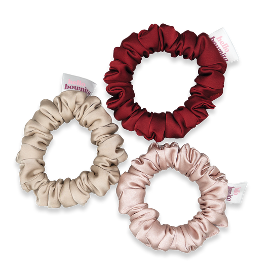 Three Pack Satin Scrunchies | Everyday Collection