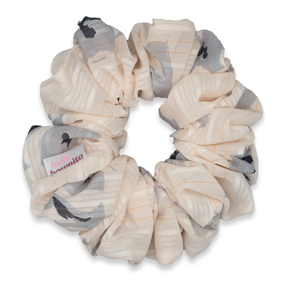 Antique White Floral Oversized Scrunchie