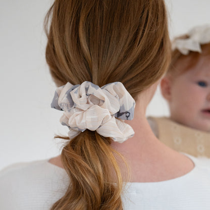 Antique White Floral Oversized Scrunchie