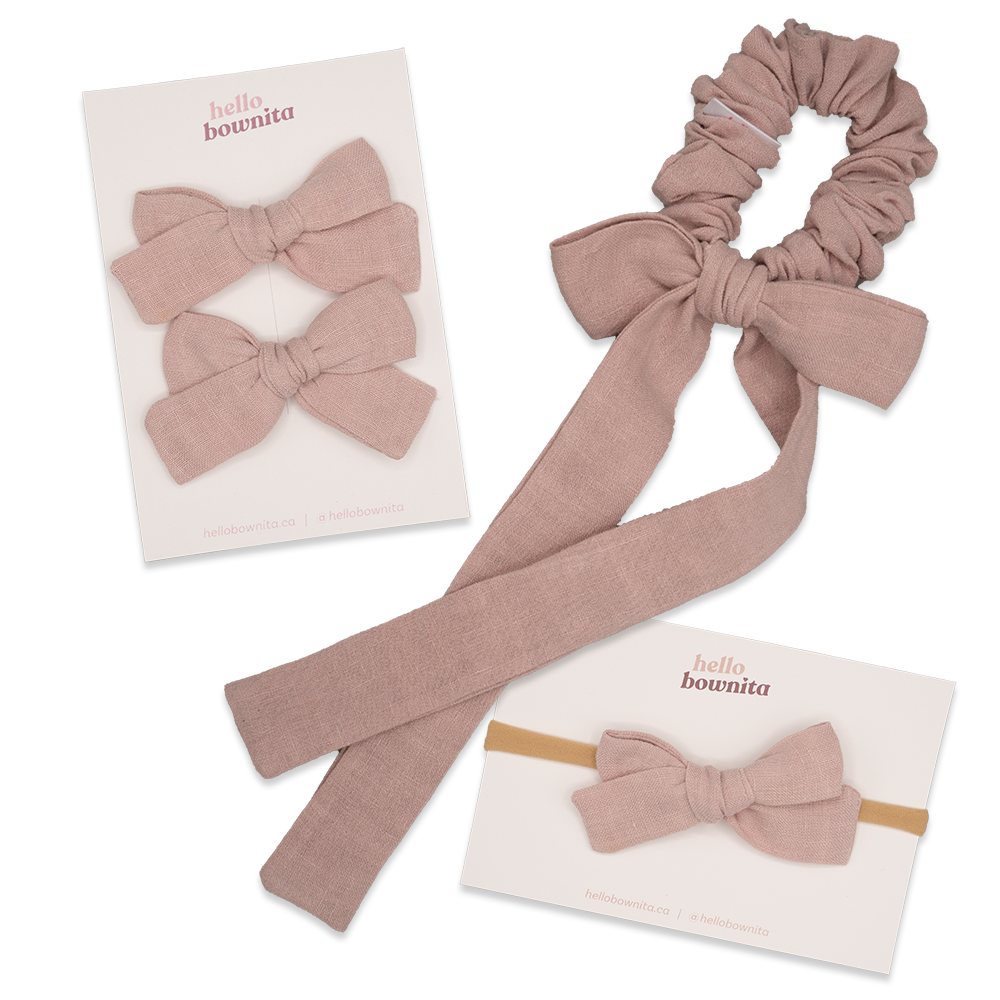 Dusty Pink Linen Bow | Mommy & Me Collection