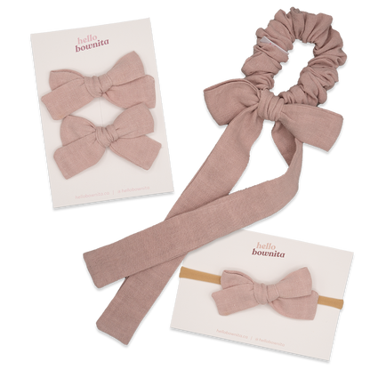 Dusty Pink Linen Bow | Mommy & Me Collection