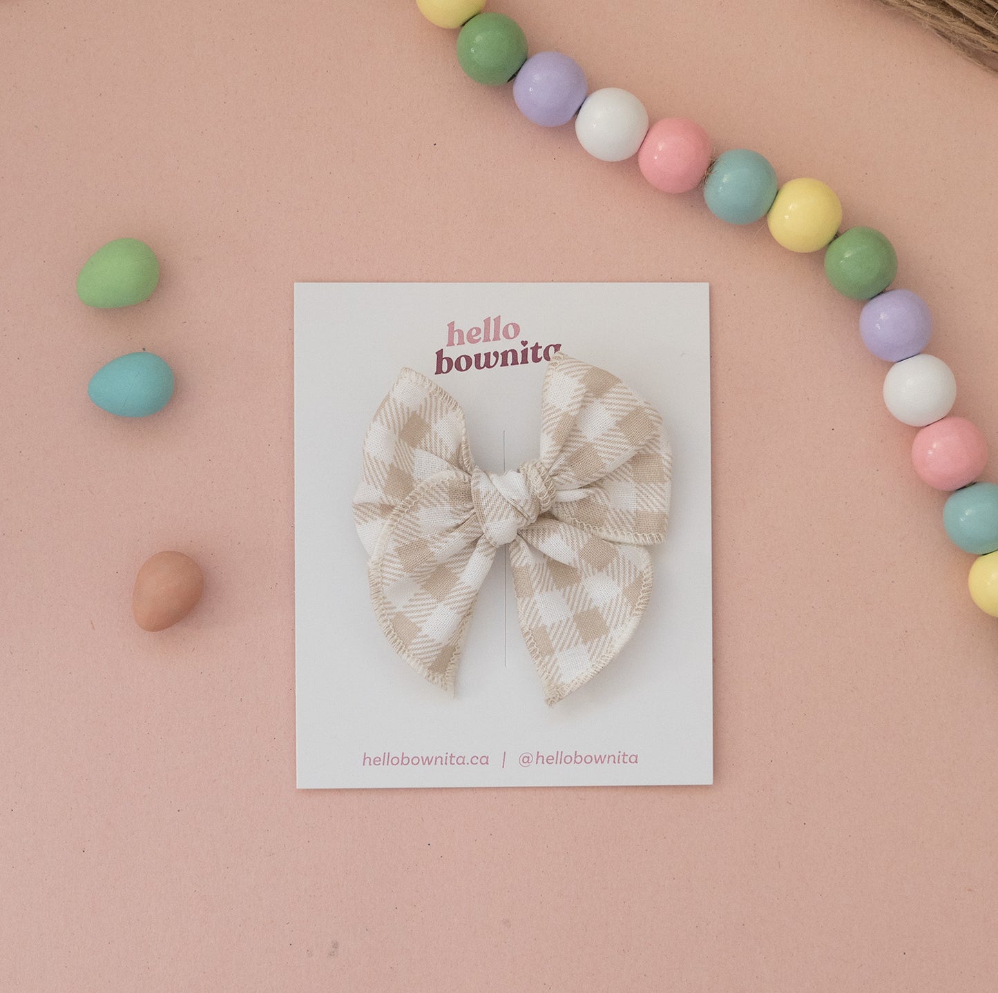 Sand Gingham Bow | Some Bunny Loves You Collection