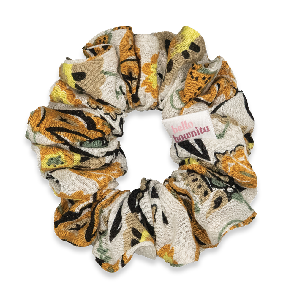 Golden Floral Scrunchie