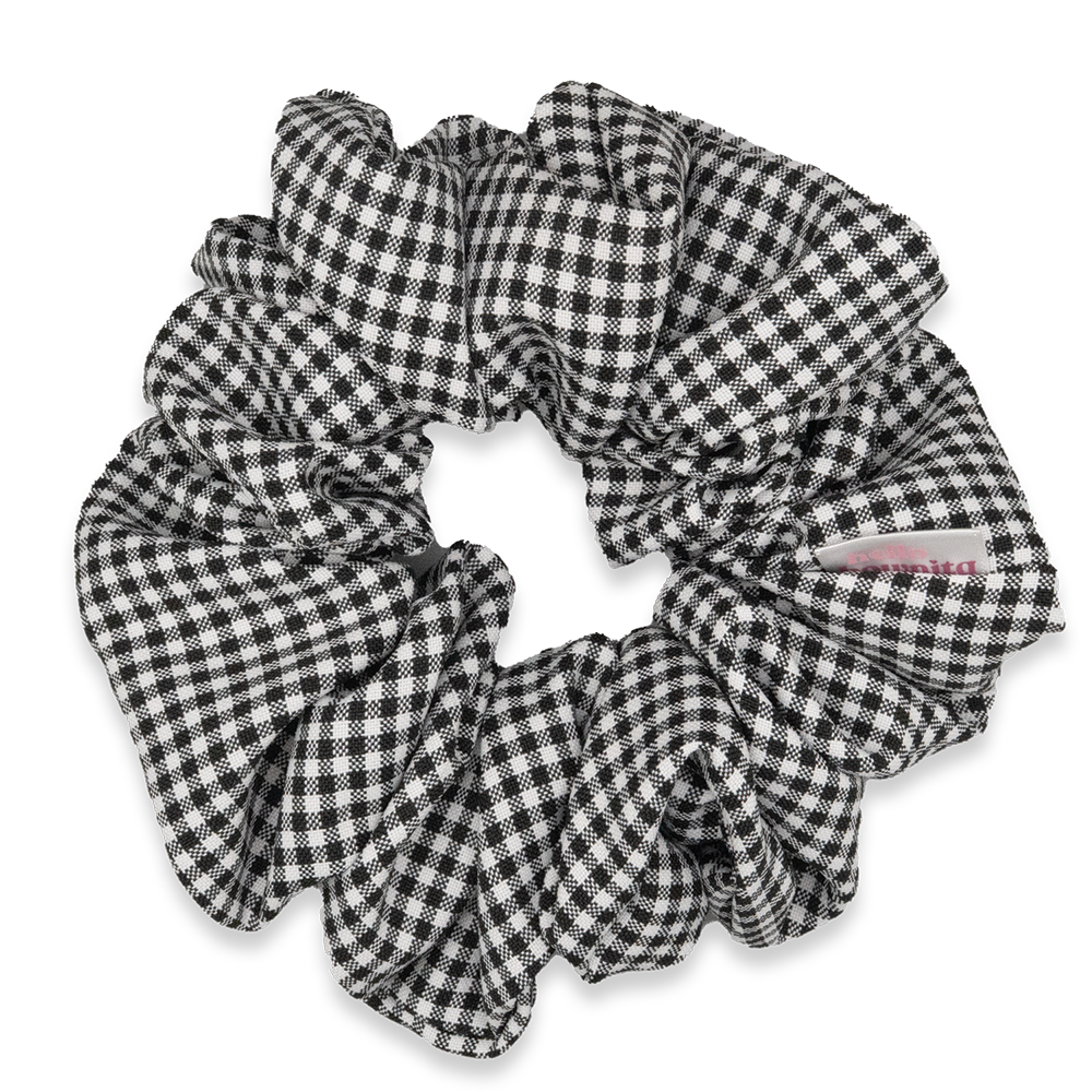 Black & White Checkered Oversized Scrunchie