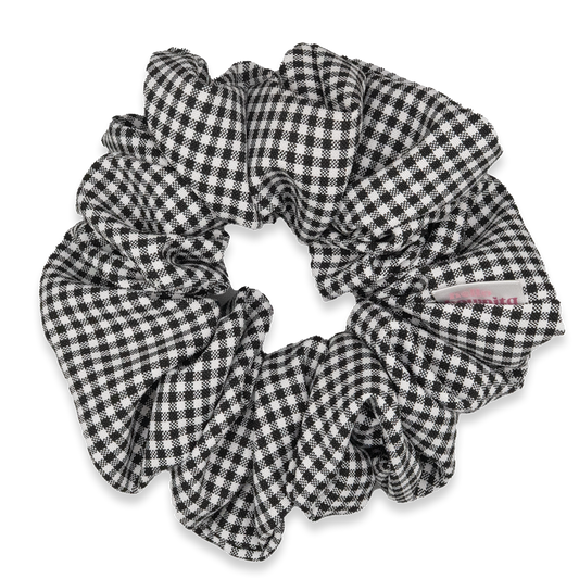 Black & White Checkered Oversized Scrunchie