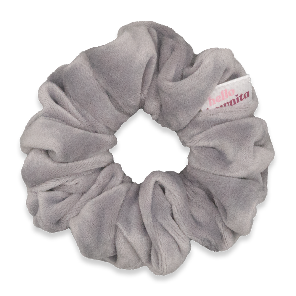 Soft Grey Velvet Scrunchie