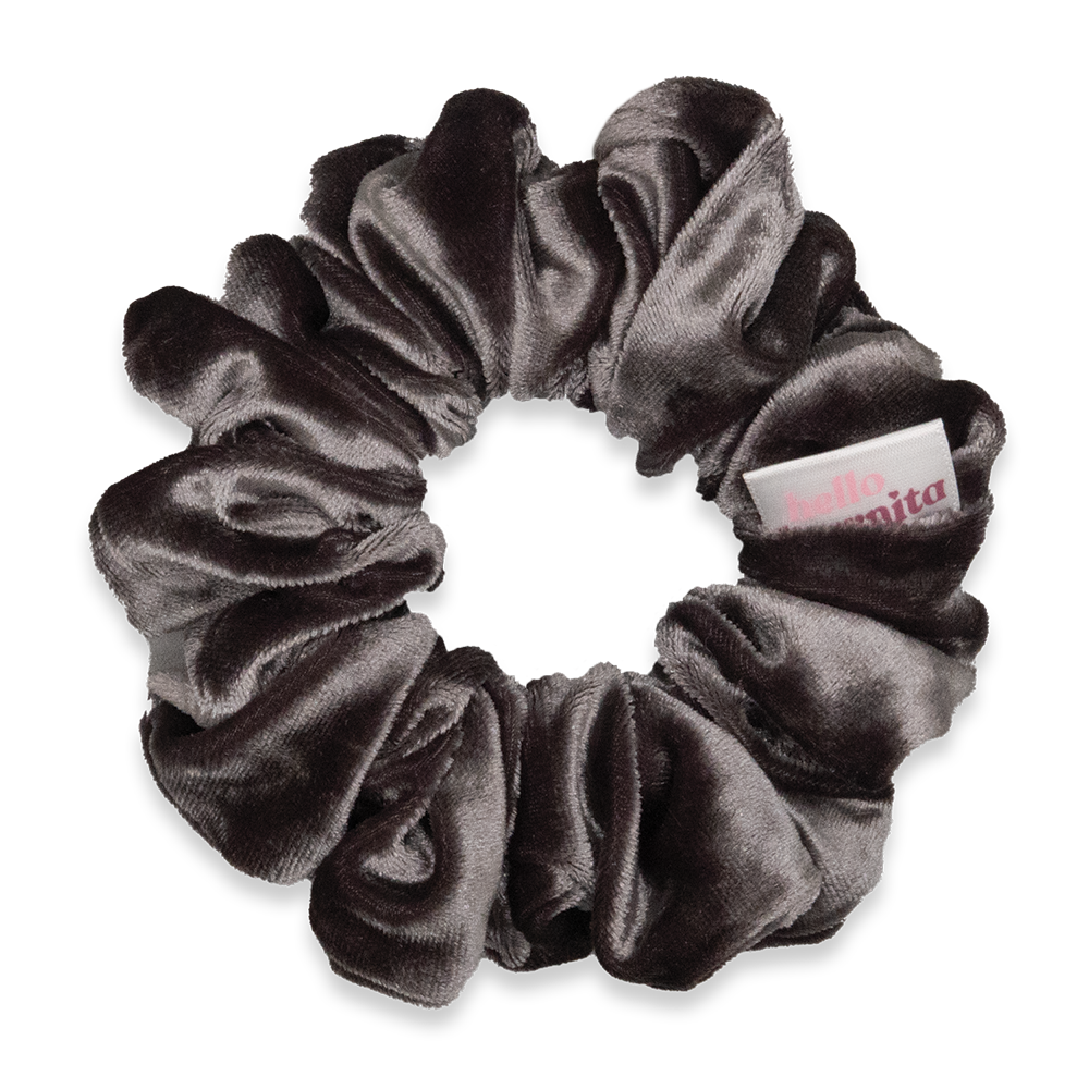 Dark Grey Velvet Scrunchie