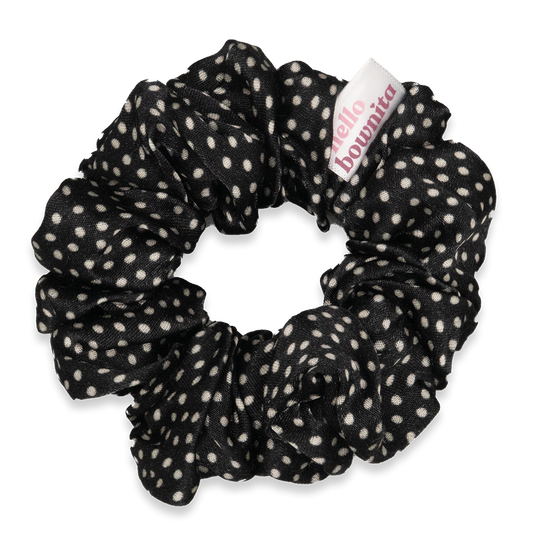 Black & White Polka Dot Satin Scrunchie