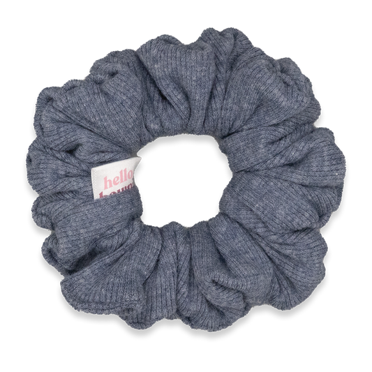 Blue Jean Ribbed Scrunchie