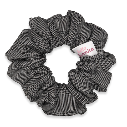 Grey Vintage Plaid Scrunchie