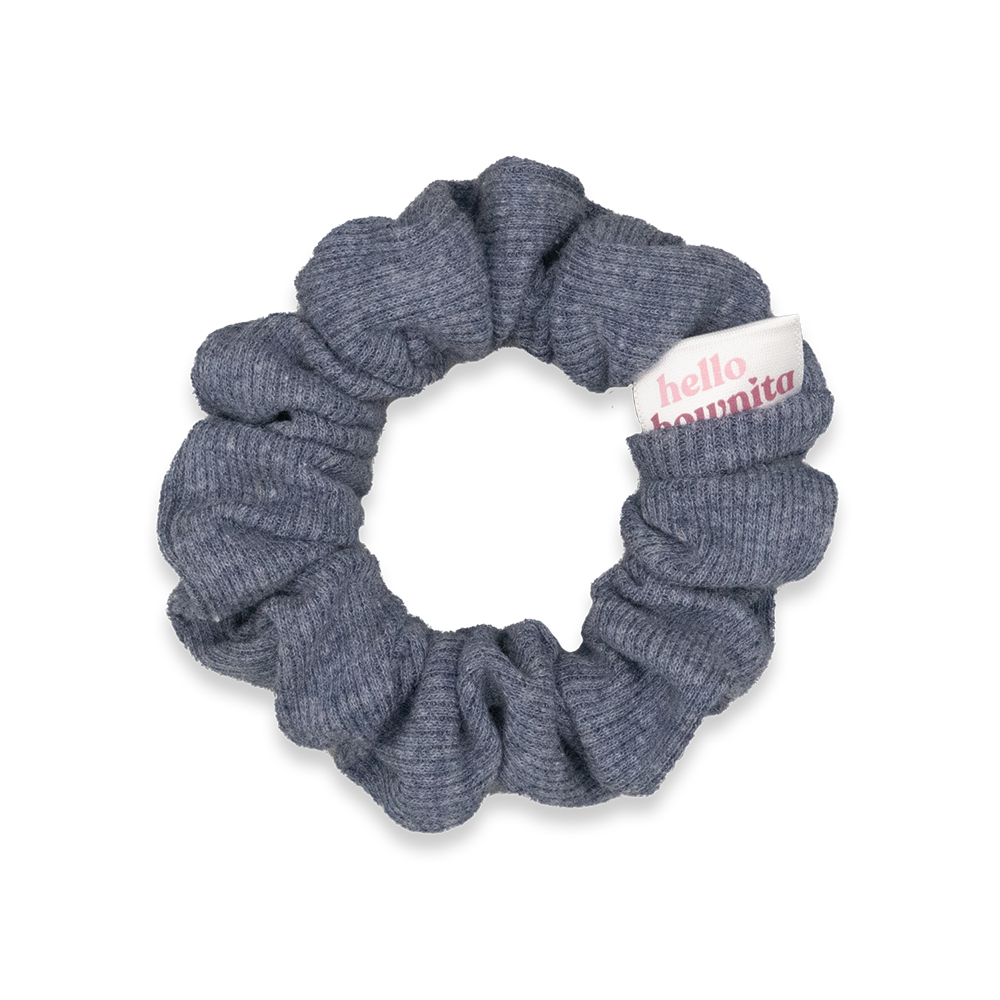 Blue Jean Ribbed Scrunchie