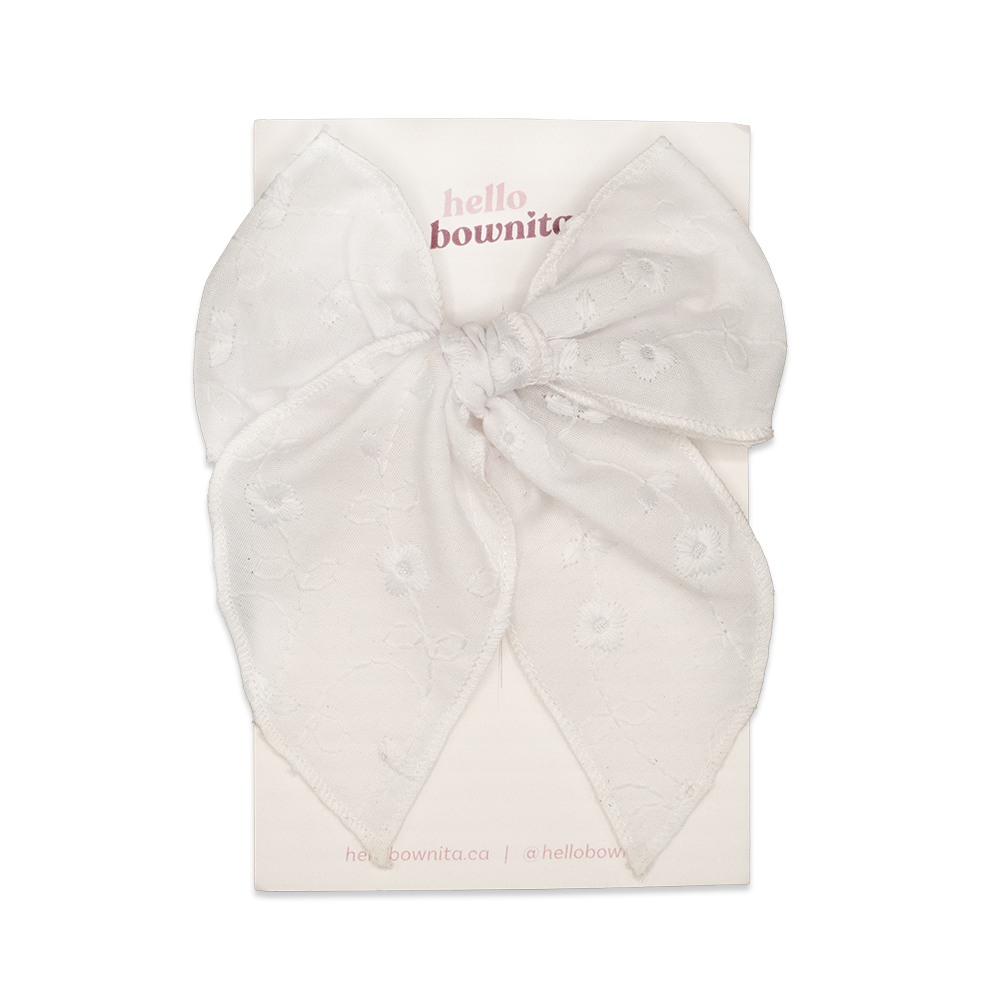 Embroidered Floral White Bow | Wedding Collection
