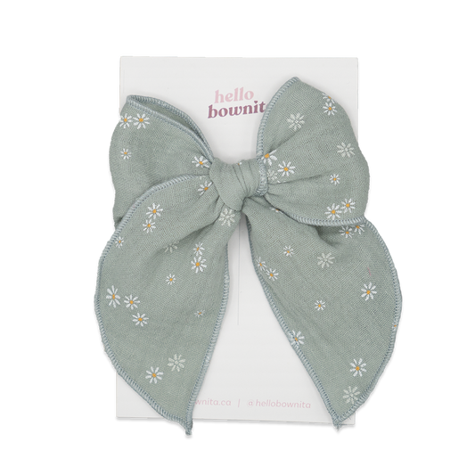 Mint Daisy Gauze Bow | Spring Gauze Collection