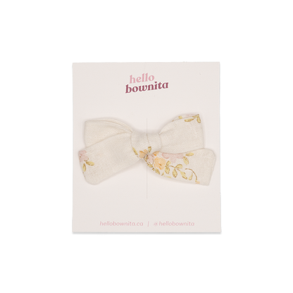 White Floral Linen Bow | Mommy & Me Collection