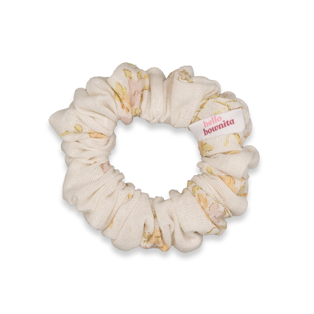 White Floral Linen Scrunchie | Mommy & Me Collection